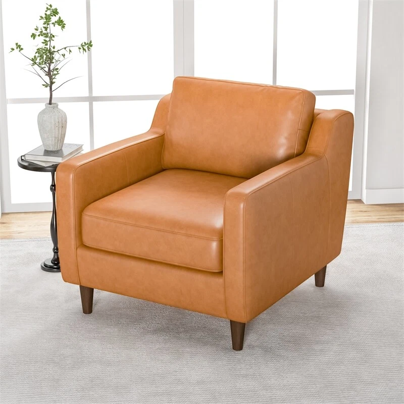 Wide leather 2025 chair