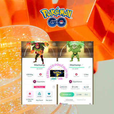 Pokémon Go  Shiny gigantamax Machamp | Mini PTC Or Tr de 20K Stardust