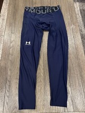 Mens Under Armour Jock Spandex Tights Compression Pants Blue Pocket L