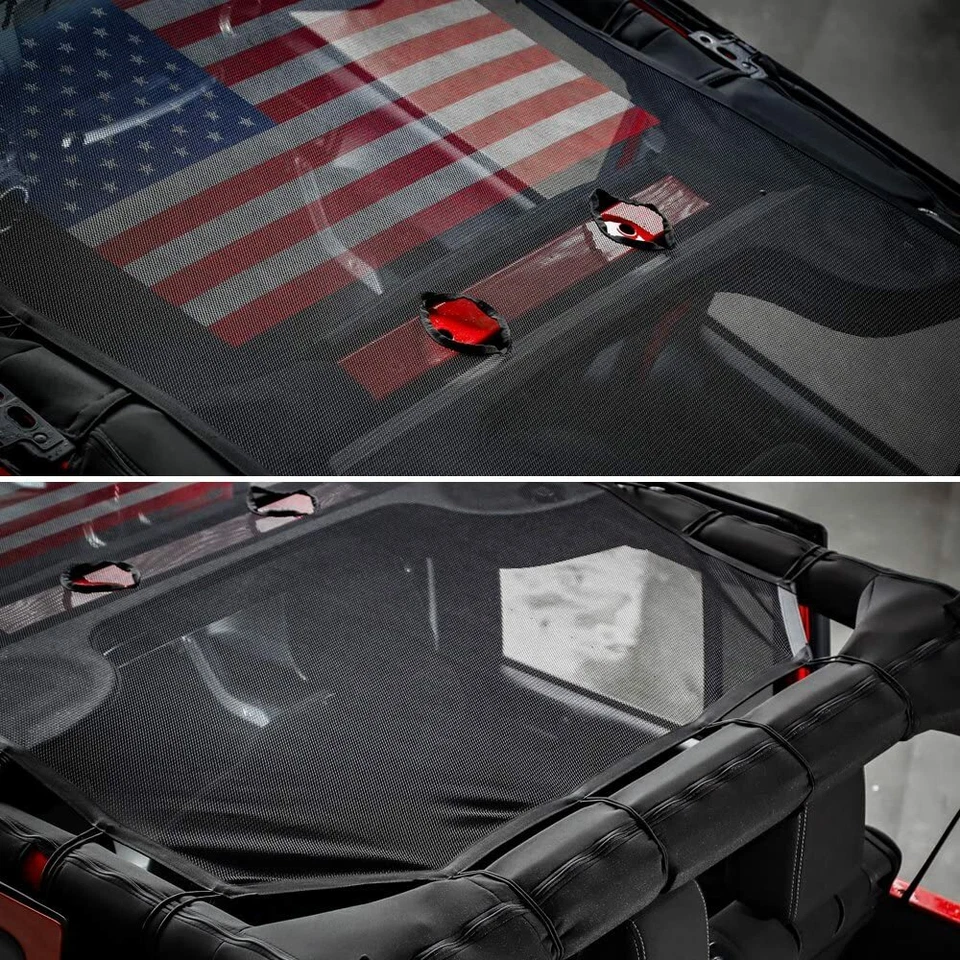 Durable Mesh Shade Top Cover UV Sun Protection for Jeep Wrangler JK 07-18 4Dr - Image 4 of 4