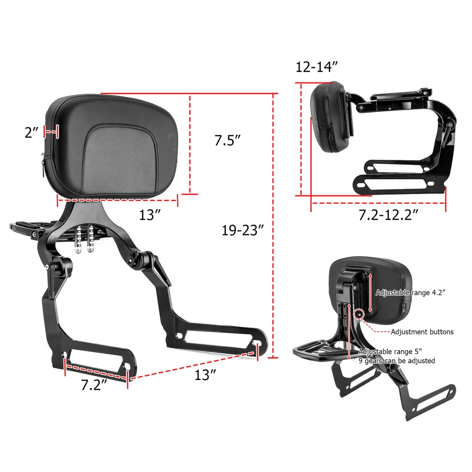 Respaldo multiusos para conductor de pasajero para Harley-Davidson Fat Bob 2018-2025 Foto 2 de 4