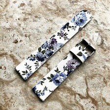 18mm Blue Floral Design (FL-2) Soft Leather B...