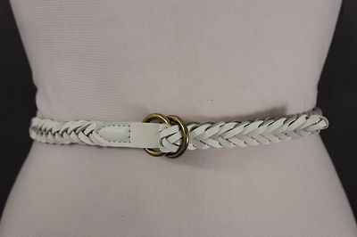 Banana Republic Women Braided White Brown Faux Leather Belt  display picture 1