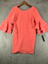 Nicole Miller Womens Dresses 10 NWT Pink Sheath Tiered Sleeve Pockets Ladies