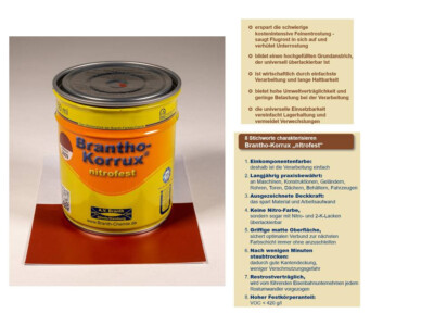 Brantho Korrux nitrofest Rostschutz 750ml Metallschutzfarbe RAL 3009 rotbraun