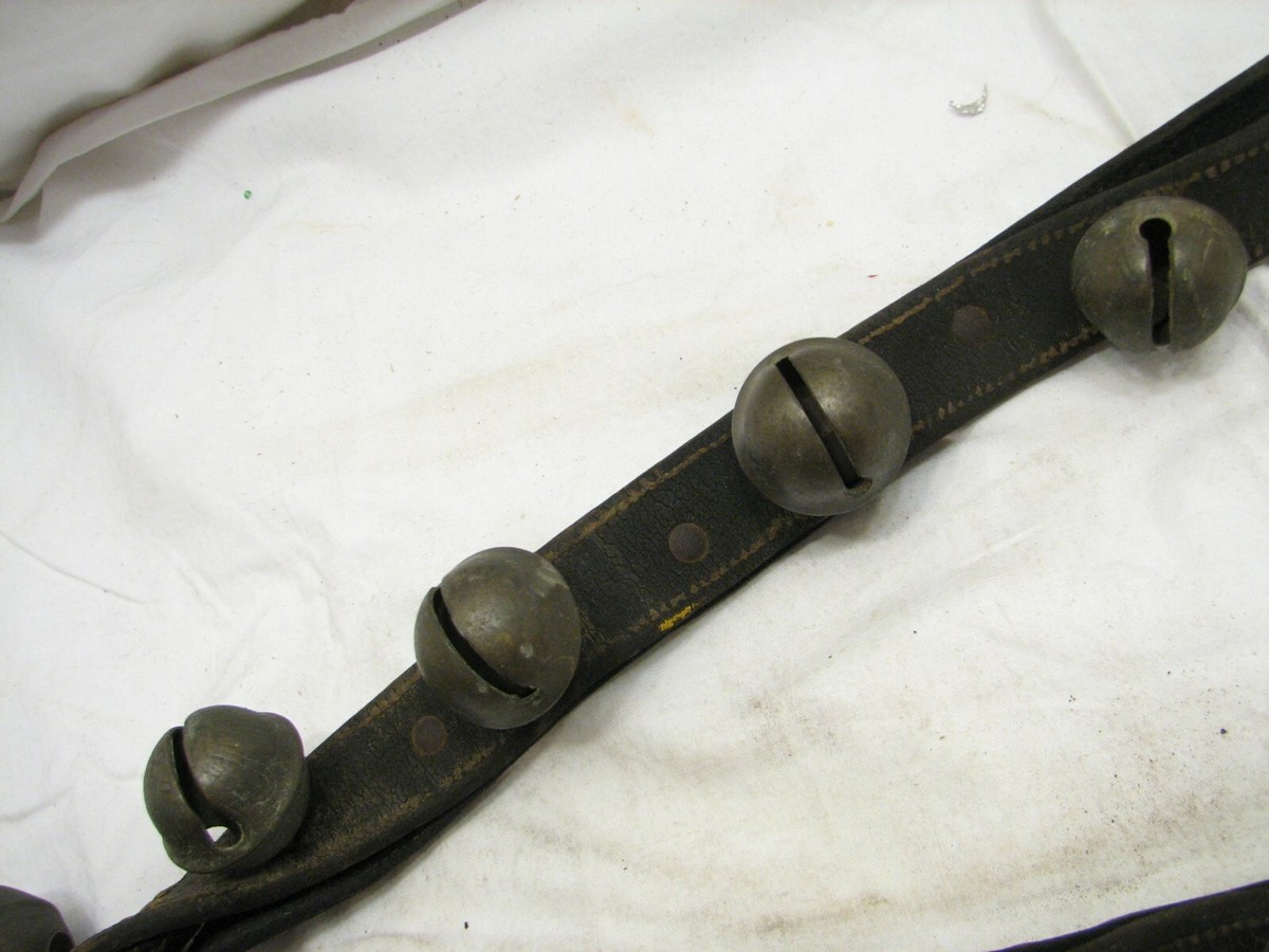 Set 27 Early Antique Brass/Bronze Sleigh Bells Neck Horse