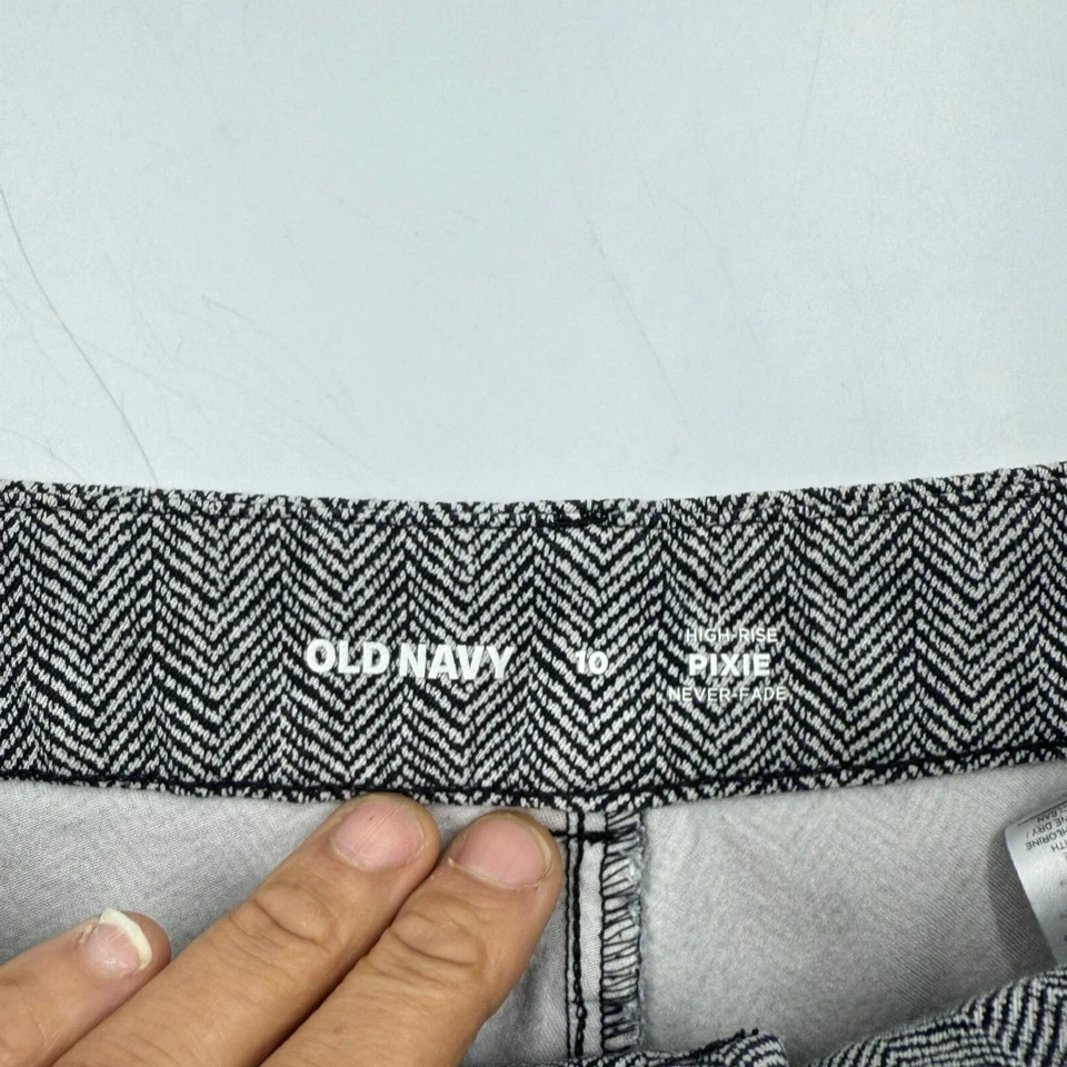 Pantalones Pixie Old Navy para mujer talla 10 negro blanco mezcla de algodón elástico tobillo Foto 3 de 4