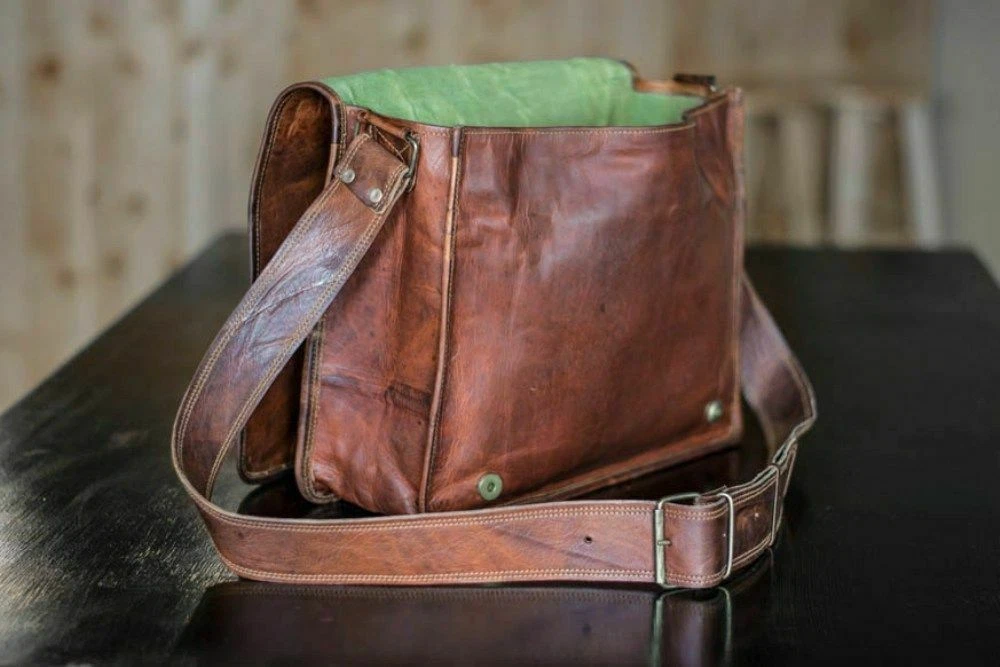 Extra Large Leather Satchel Shoulder Laptop Bag Messenger