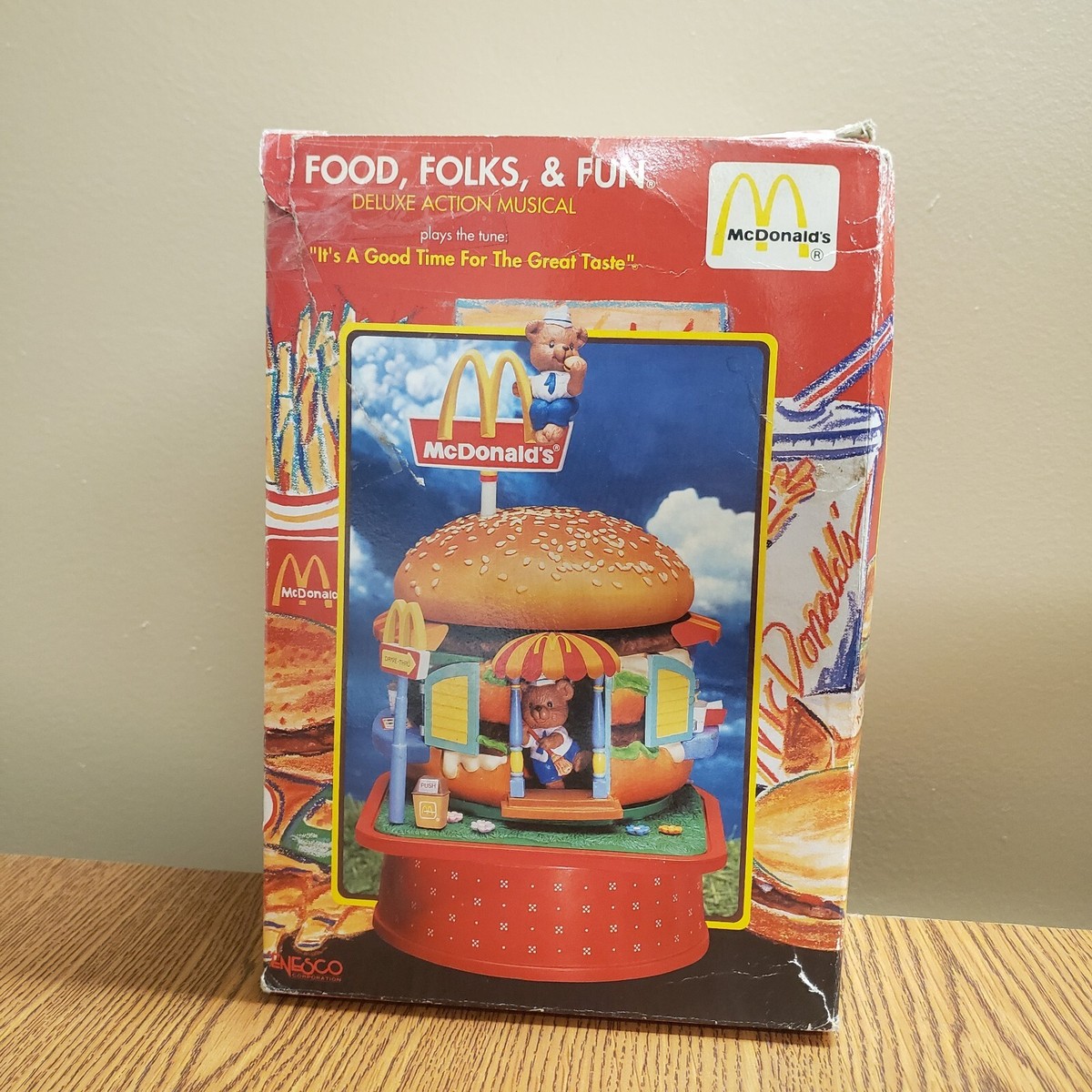 RARE Enesco McDonalds Big Mac Bears Music Box Vintage 1991