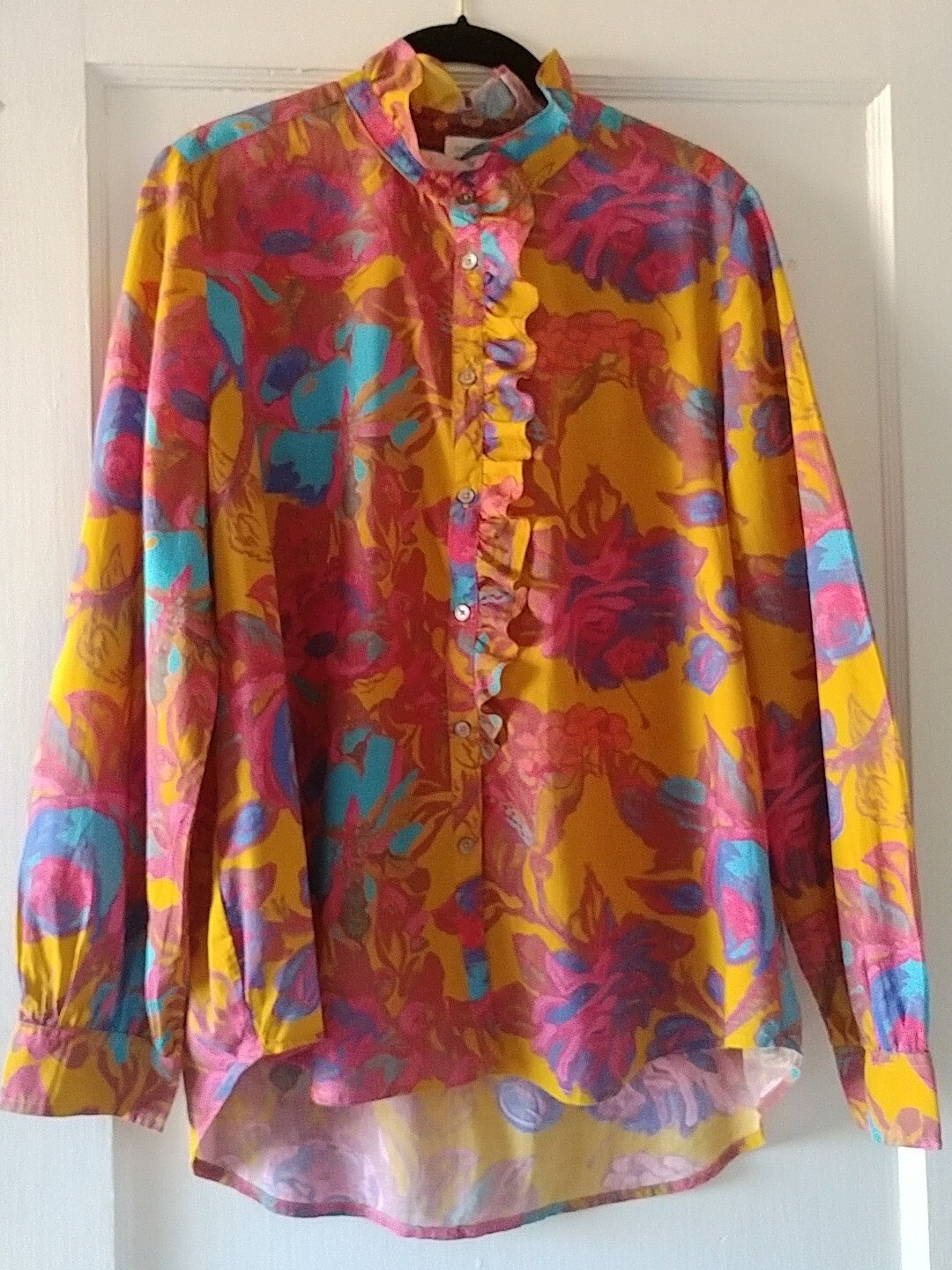 Sundance Multi Colored Button Down Ruffle Cotton … - image 5