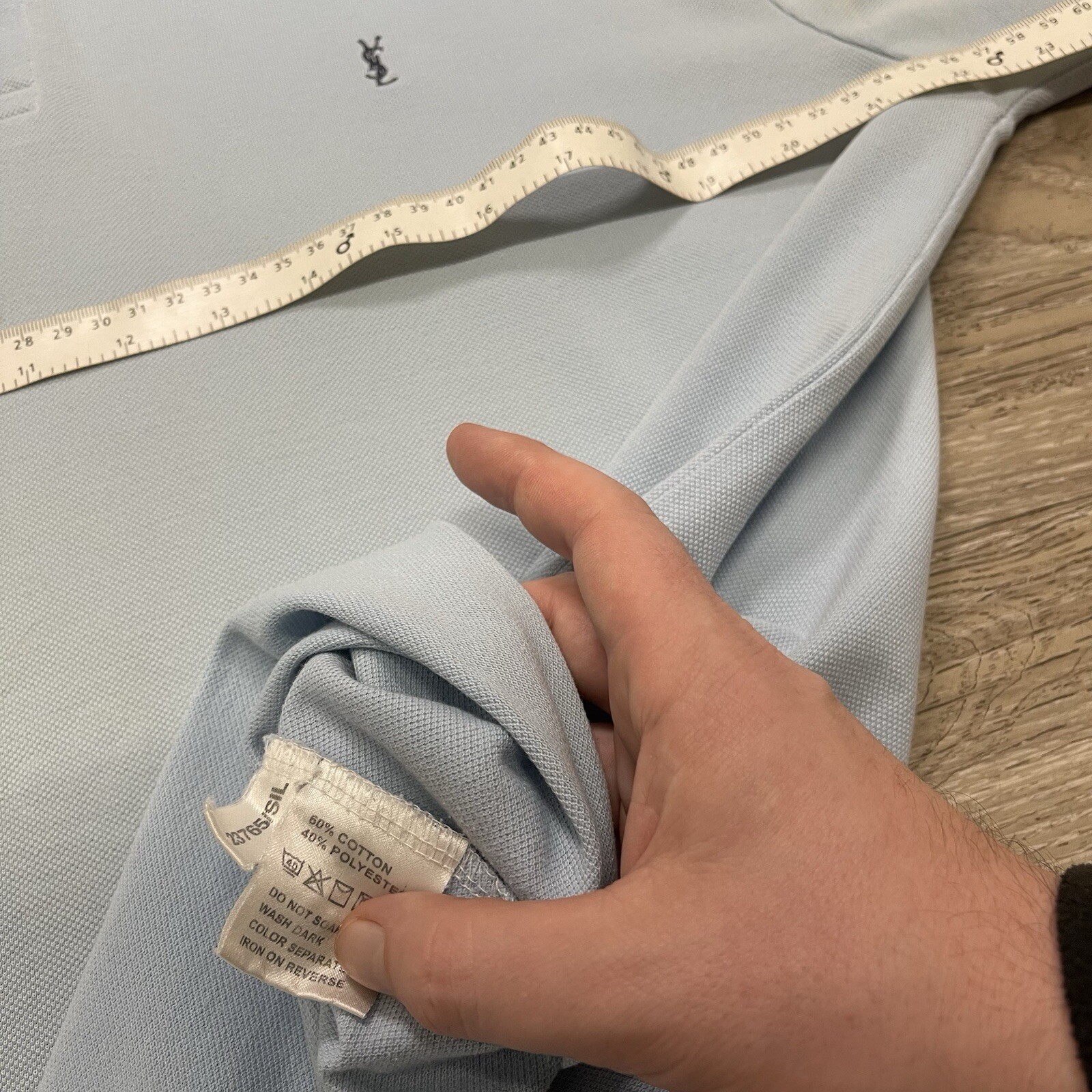 SAINT LAURENT Polo YSL blu cielo