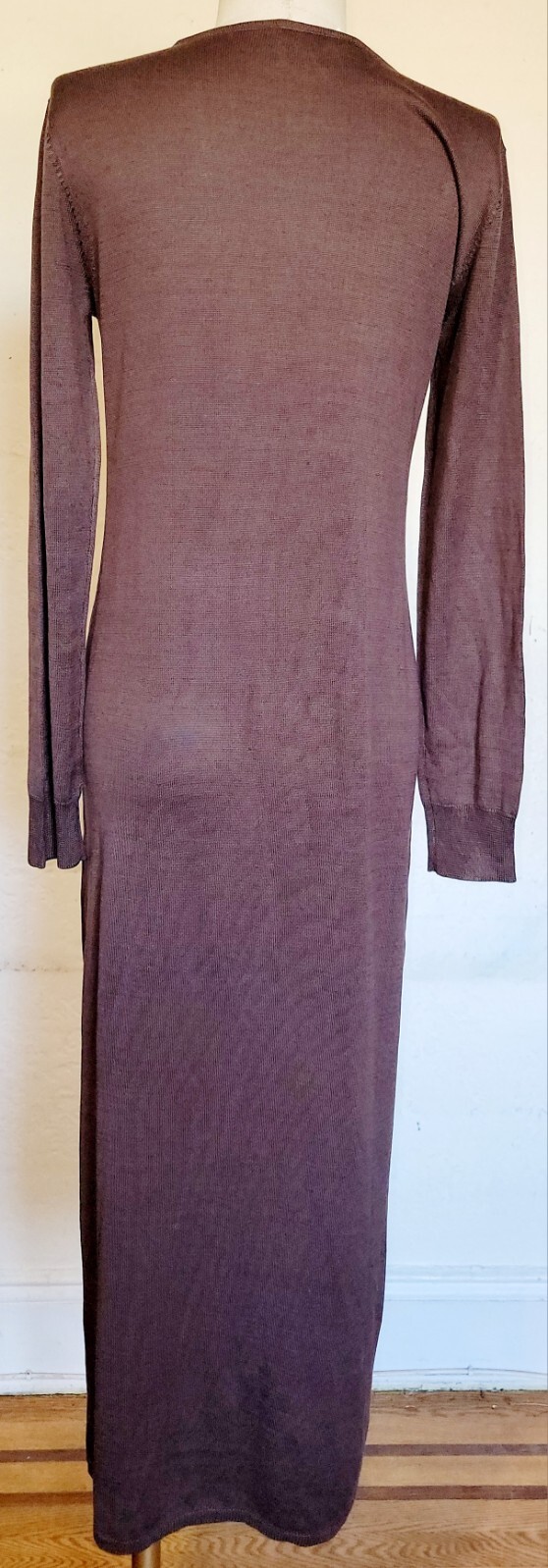 DKNY Vintage Brown Long Sleeve Lightly Sheared Full Length Dress Size M image 3