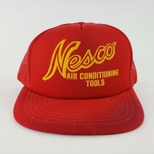 VTG NESCO Air Condition Tools Mesh Snapback Trucker Hat Spellout Yupoong 1980s