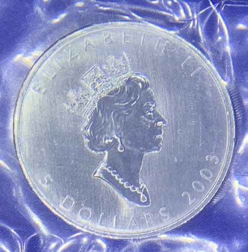 Canada 2003 Maple Leaf 1 Oz $5 Silver Coin