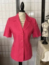 Talbots Wom 8 Gorgeous Pink SS Irish Linen Lined Pocket Blazer