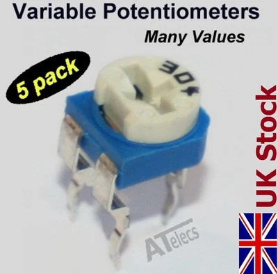 Trimming Variable Potentiometer Resistors 5 PACK MANY VALUES pots presets -UK