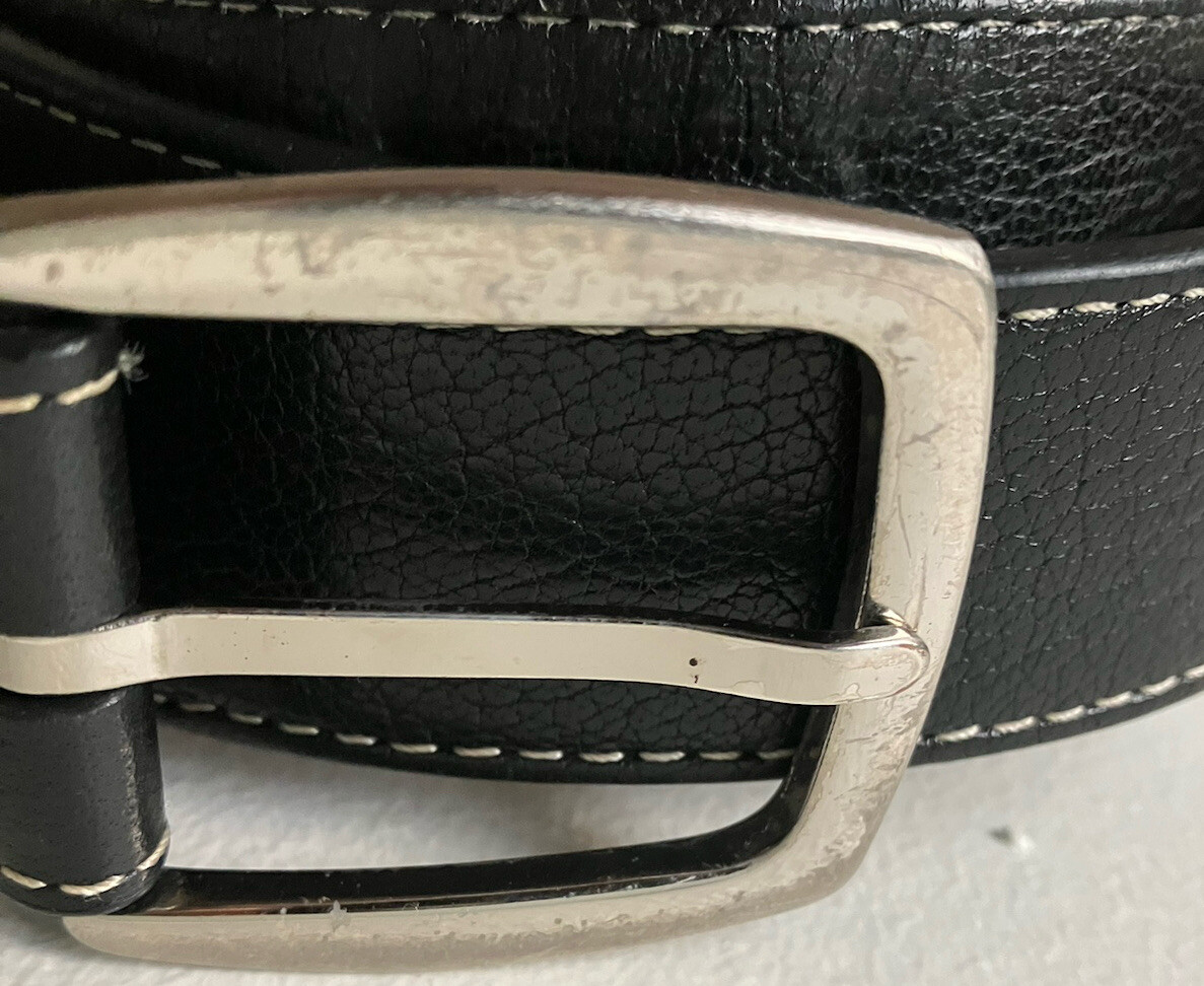 Cole Haan Leather Belt 42 Casual/Dress Solid Silver Tone  display picture 2