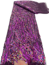 4.6m Glitzer Pailletten Tüll Netzstoff Afrikanisch Bestickt Spitze Netting Tuch