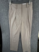 NWT Nine West Women High Rise Straight Trouser Beige Size 2 Tan Pleated Business