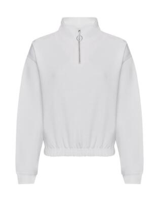 Damen Frauen Crop Sweatshirt 1/4 Viertel Reißverschluss Cropped High Neck Sweat Top Pullover