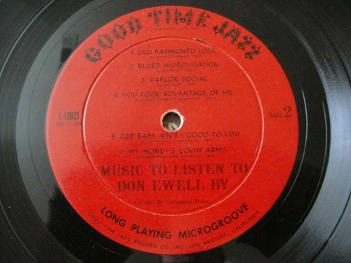 MUSIC TO LISTEN TO DON EWELL BY VINYL LP 1957 GOOD TIME JAZZ SOUTH SIDE STRUT - Picture 4 of 4