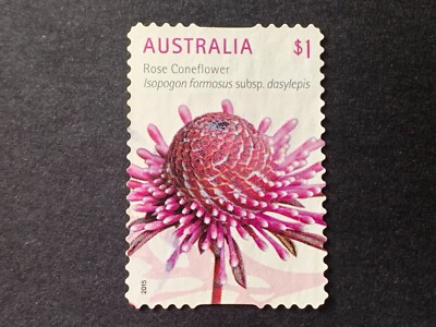 2015 AUSTRALIA WILDFLOWERS $1 ROSE CONEFLOWER P&S - FINE USED