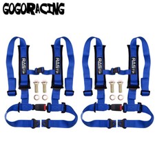 2 X Universal Blue 4 Point Buckle Racing Seat Belt Harness With Shoulder Pads 2 X Universal Blue 4 Point Buckle Racing Seat Belt Harness With Shoulder Pads
