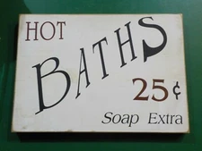 Rustic Wooden [Hot Baths] Sign 15.75" x 11.25" x .75"  (CL 13-1)
