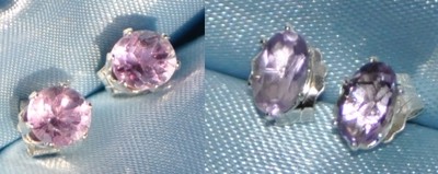 2 PAIR OF OVAL 6MMX4MM & 4MM  ROUND AMETHYST- .925 STERLING STUDS