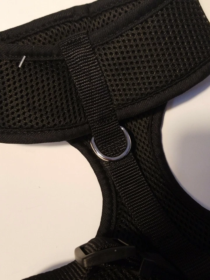 Correa de malla suave transpirable anillo en D arnés de cinturón negro chaleco de seguridad perro compañero de mascota mediano Foto 4 de 4