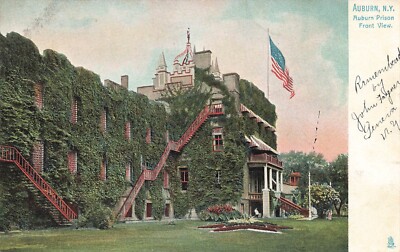 LP12  Prison Auburn Front View Flag New York Raphael Tuck  Postcard