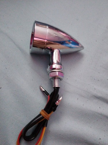 Replacement Chrome Red Mesh Lens LED Bullet Turn Signal Light. - Picture 2 of 2