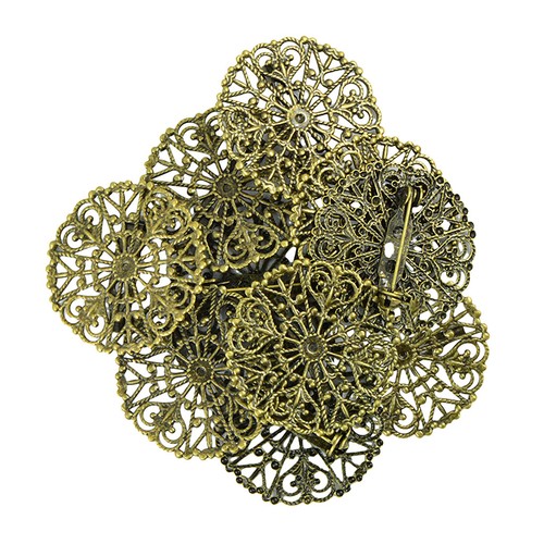 10x Filigree Flower Blank Brooch Setting Lapel Pin Safety Pins Base Bronze - Picture 2 of 11
