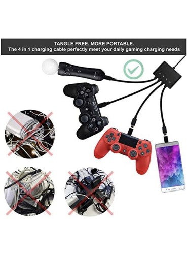 4 in1 Multi Head USB Charging Cable for PS3/4/5, PS Move, Xbox, Switch Gaming - 第 4/7 張圖片