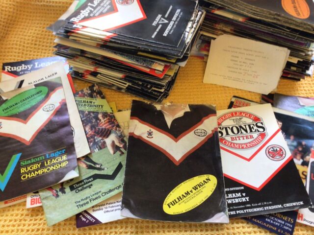 LARGE FULHAM RUGBY LEAGUE PROGRAMME COLLECTION approx 300 AWESOME VALUE INC 1st