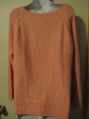 ST. JOHN'S BAY Long Sleeve 100% Acrylic Peach Cable Knit Sweater XL - Picture 7 of 12