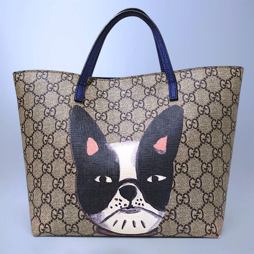 GUCCI GG Supreme PVC Children Mini Handbag Blue Dog Design Authentic Rare