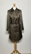 Et Vous Womens Longline Trench Coat Jacket Size UK 10 Brown Spring Belt Smart