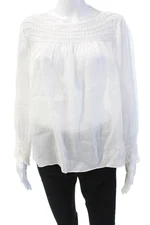 Lafayette 148 New York Women White Bohemian Long Sleeve Blouse Size M