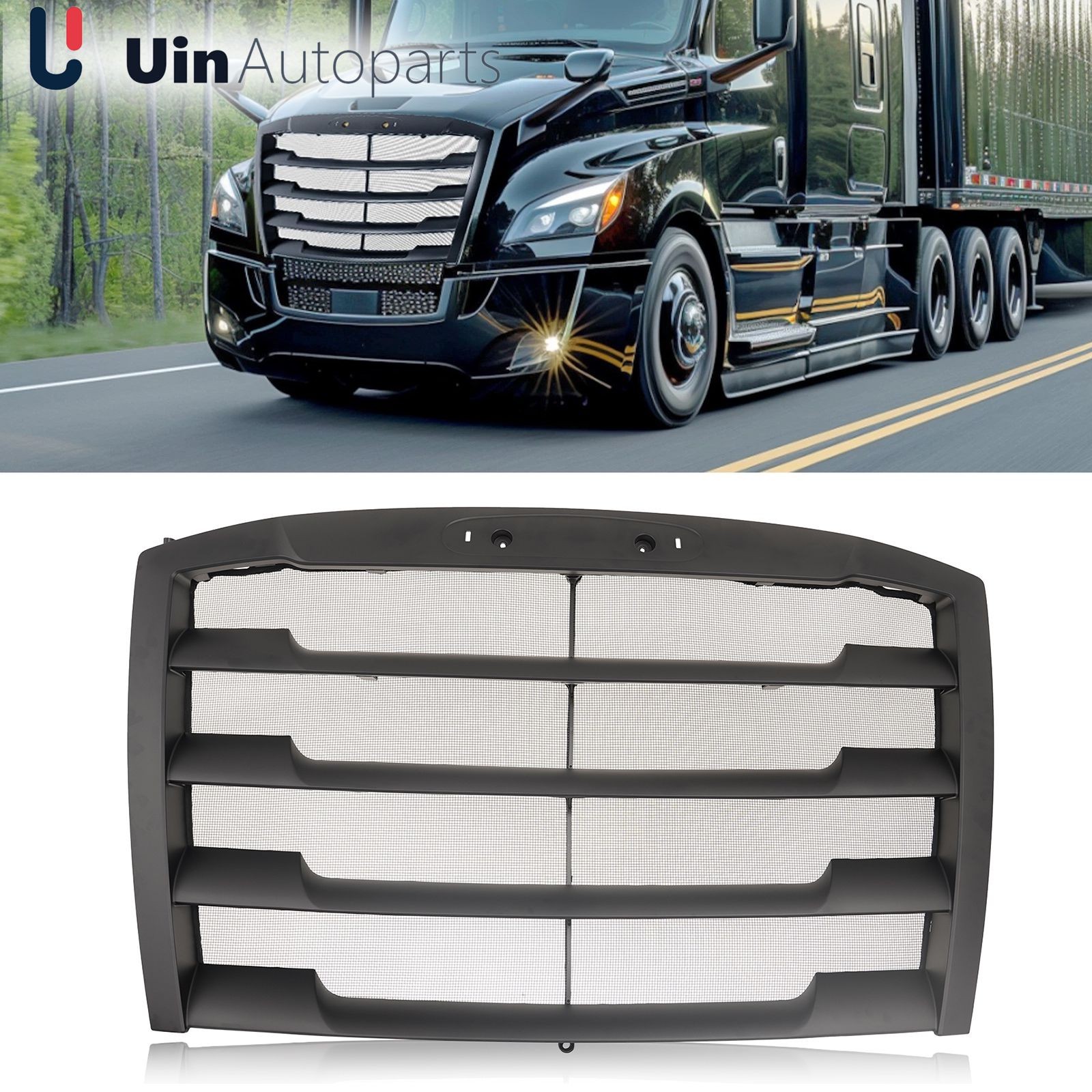 For Freightliner Cascadia 2018-24 Front Radiator Grille w/Bug Screen matte Black