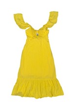 Farm Rio Flutter Sweetheart Neck Butter Yellow Cut Out Midi Summer Dress Size S