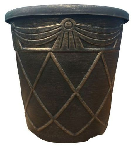 Plant Pot 25cm Tuscany Black and Bronze Colour Plastic Planter