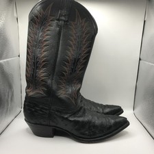 Tony Lama Full Ostrich Quill Black Western Co...