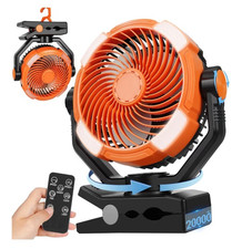 NIB 20000mAh Clip On Fan with LED Light, 9-inch 60Hrs Portable Camping Fan