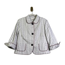 TALBOTS Blazer 16 Piped Textured Jacket 3 Button Tailored Workwear Office Preppy