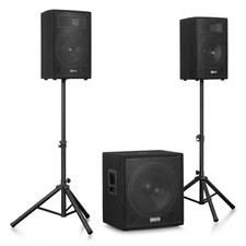 Vonyx VX1218BT Active PA System Package with DJ Speakers and Subwoofer - 1200W