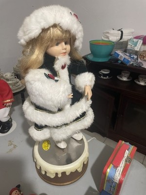 Vintage Telco Motion-Ette Of Christmas Animated 20'' Blonde Ice Skater Porcelite
