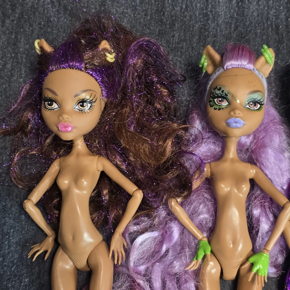 Monster High Lote De 5 Muñecas Clawdeen Wolf Incompletas 1 Primera Ola Negro Elástico Foto 2 de 4