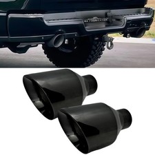 Pair Dodge Rt Srt Ram 5 Big Black Exhaust Tip 2.5 Inlet Angle Cut Double Wall