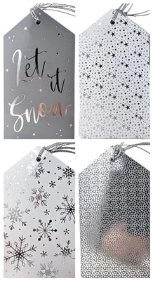 YLAB 20 Silver Christmas Gift Tags – Elegant Festive Labels with Pre-Attached String